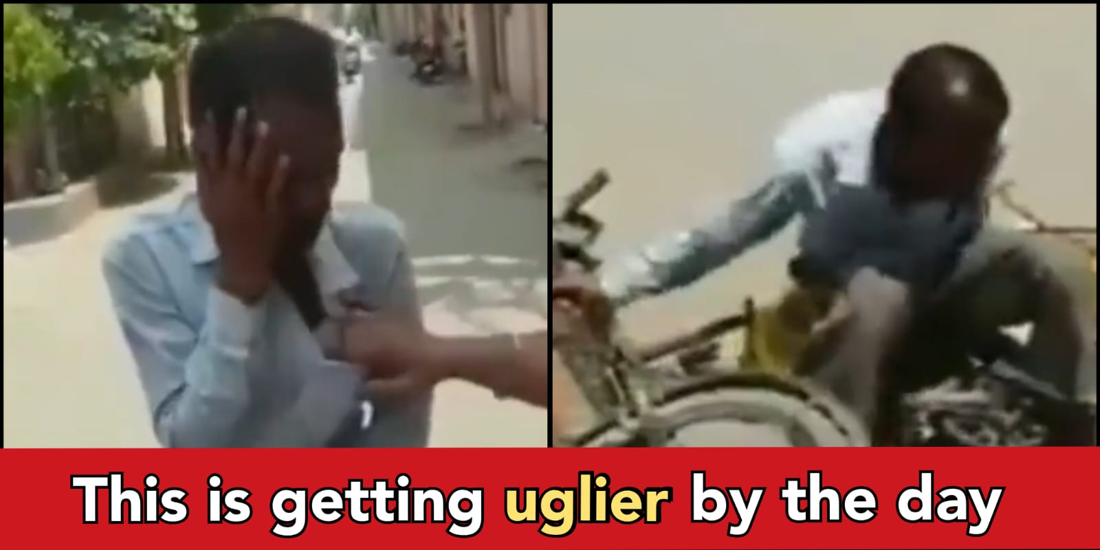 Video shows Sikh extremists beating a poor Hindu on cycle, users express their anger on X