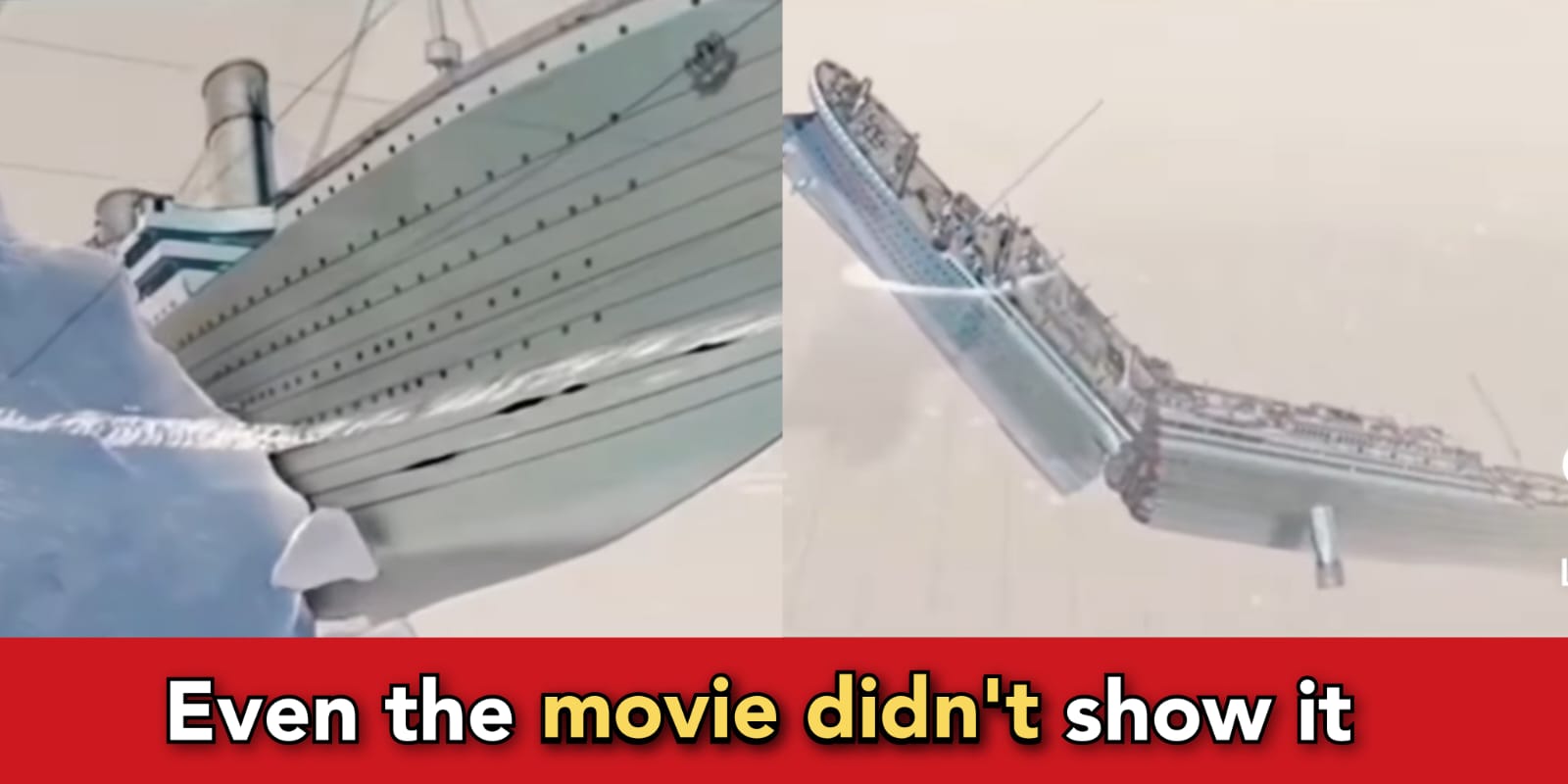 3D animation video shows how Titanic ship submerged after an iceberg hit