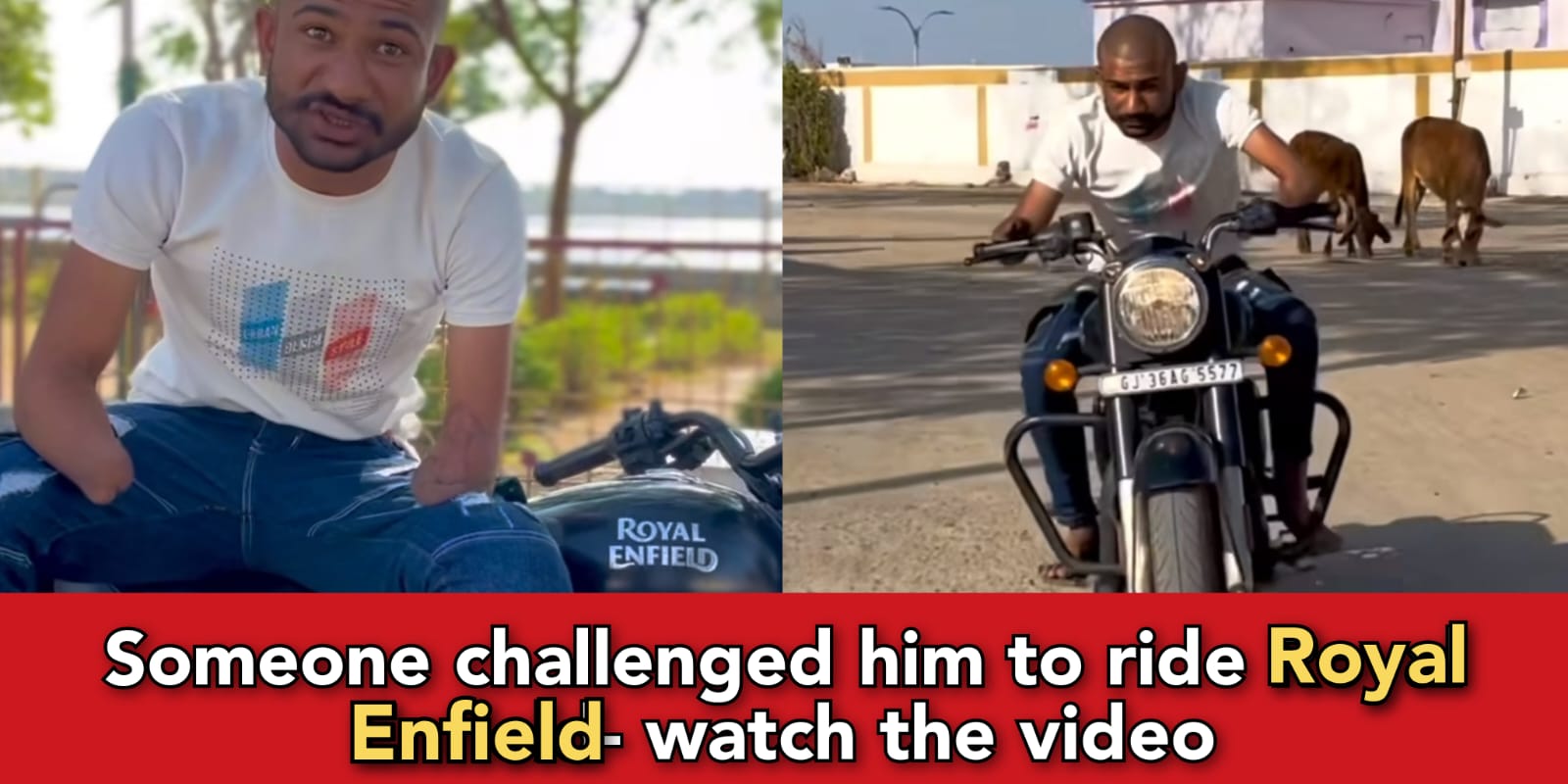 Viral video: man without hands and leg rides Bullet, this is very inspiring