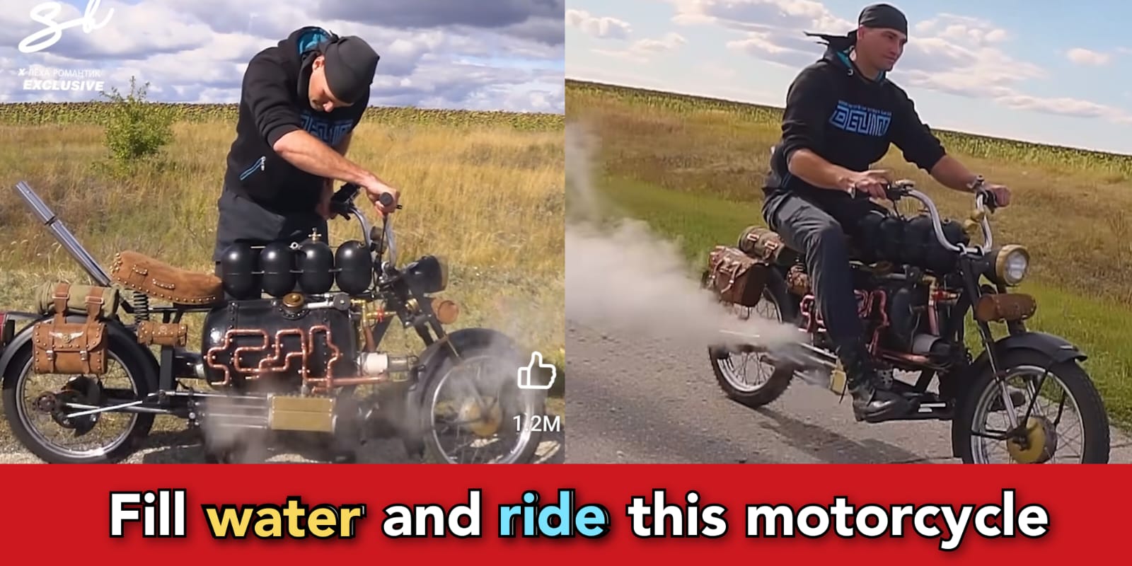 Man invents steam motorcycle, it gives a feeling of old trains