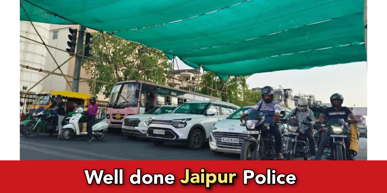 Jaipur traffic police begins a humanitarian initiative, install shades for bikers