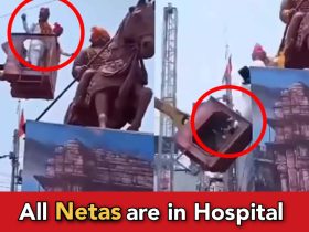 Bhopal: politicians use JCB to offer garland to statue, fall from heights