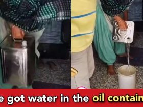 Oil seller sells an oil container for ₹1200, but it had only water inside