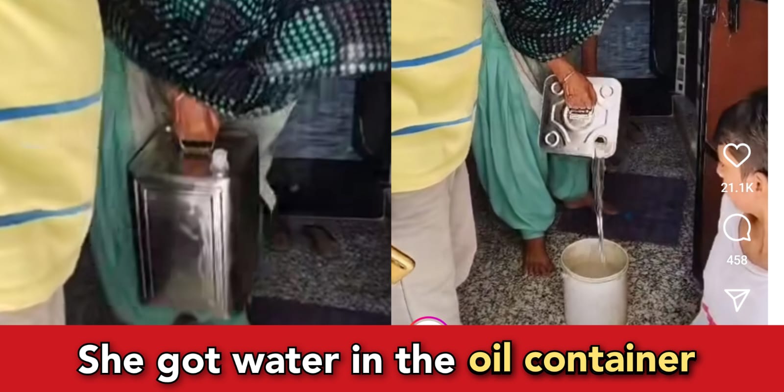 Oil seller sells an oil container for ₹1200, but it had only water inside