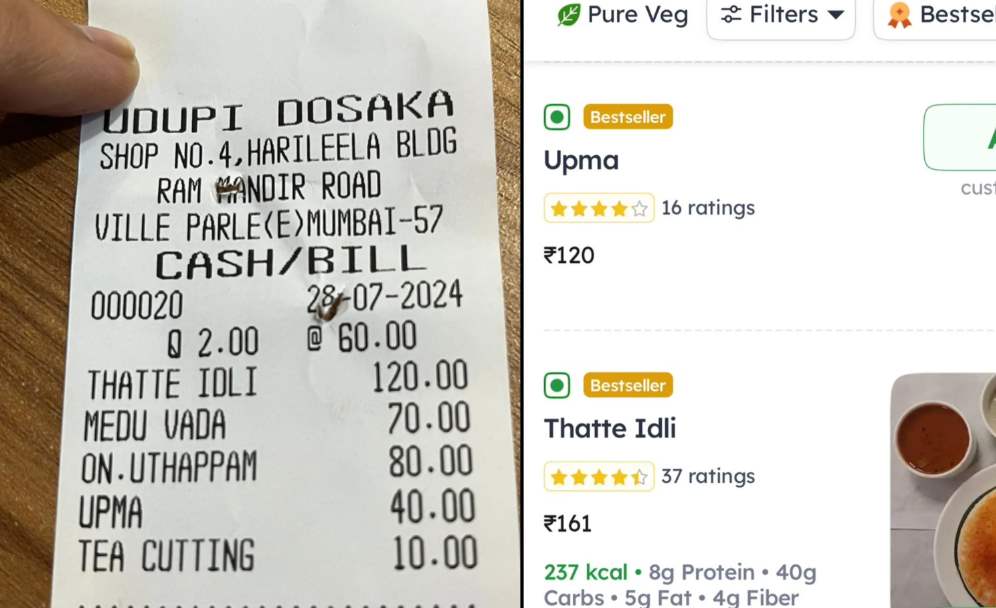 Mumbai man shows massive price differences between Zomato and restaurant bills, catch details