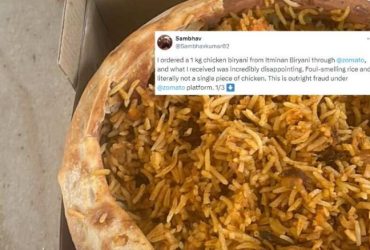 Zomato Replies to a Customer who received 'Smelly Rice' instead of Chicken Biryani, read details