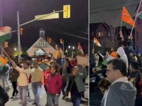 Thousands of Hindus protest against khalistanis after Hindu temple attack