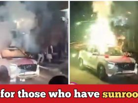 Man burst rocket bombs from sunroof car, goes drastically wrong