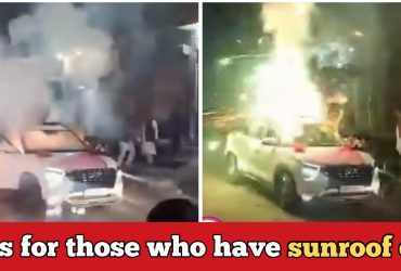 Man burst rocket bombs from sunroof car, goes drastically wrong