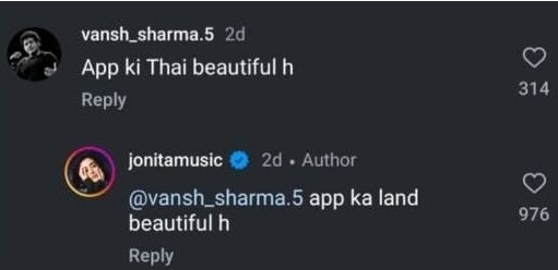 Guy trolls Jonita by saying, 'Aap Ki Thai Beautiful Hai', here's what she replied